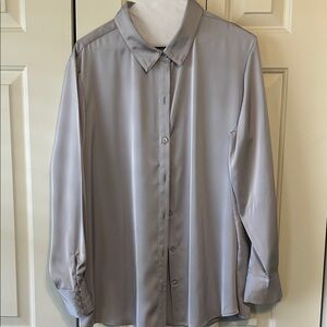 Lands' End Women’s Silver Satin Dress Shirt